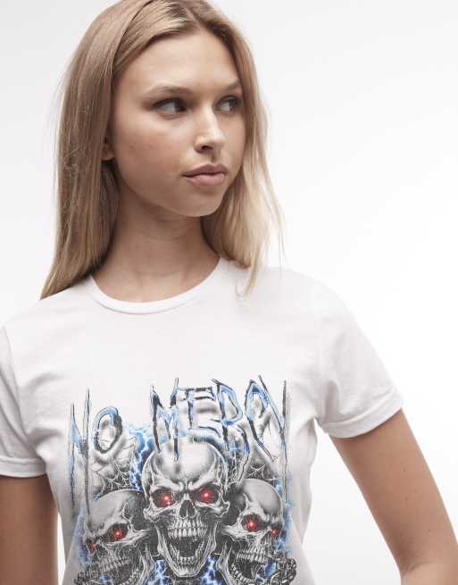PRNT No mercy relaxed t-shirt in white, 2 of 4