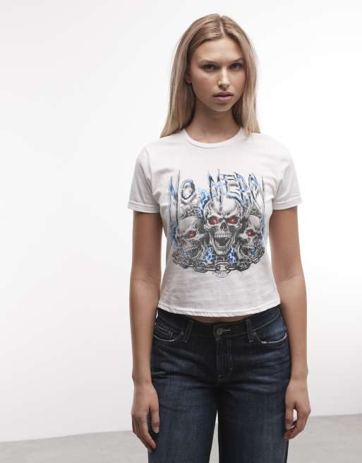 PRNT No mercy relaxed t-shirt in white, 3 of 4