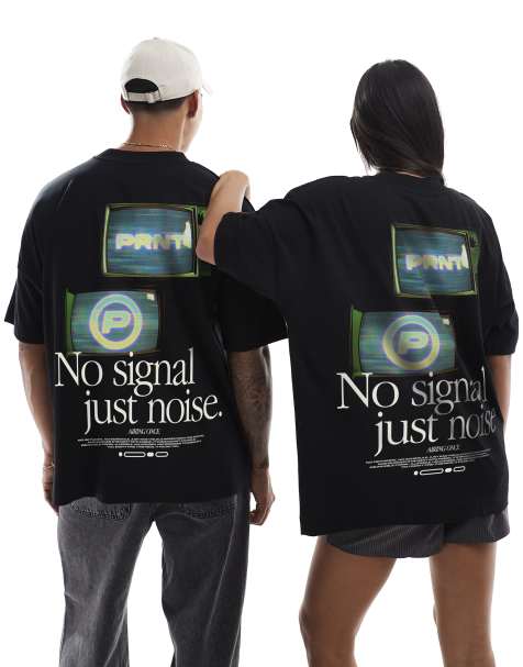 PRNT No signal oversize t-shirt in black - view 1