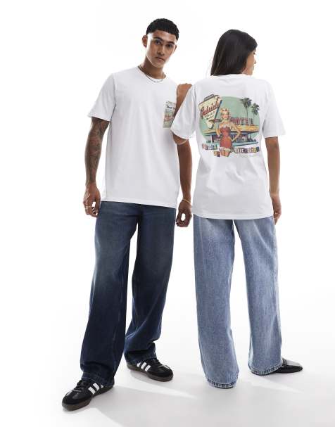 PRNT Order up front and back print relaxed t-shirt in white 