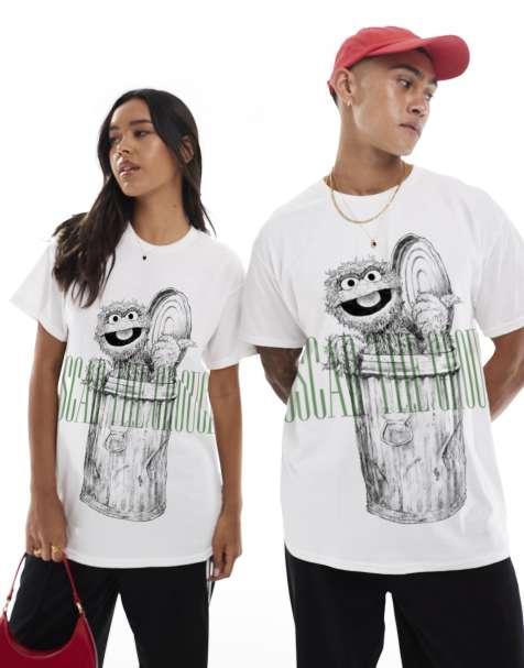 PRNT Oscar the grouch sketch t-shirt in white - view 1