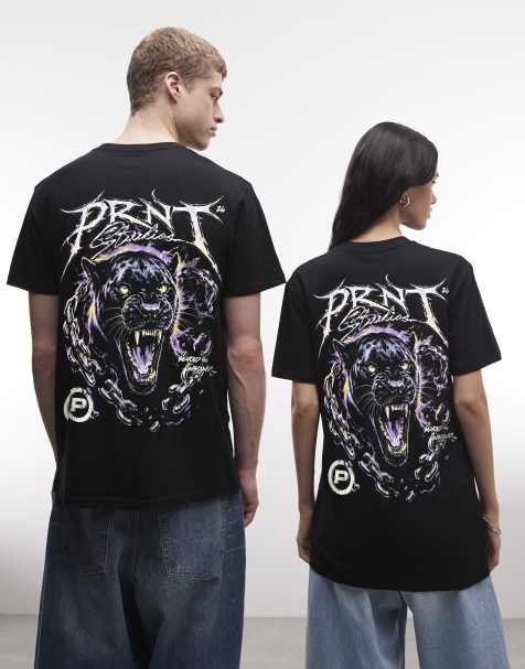 PRNT Panther chains relaxed t-shirt in black - view 1