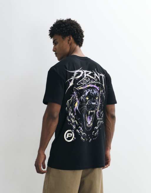 PRNT Panther chains relaxed t-shirt in black, 2 of 4