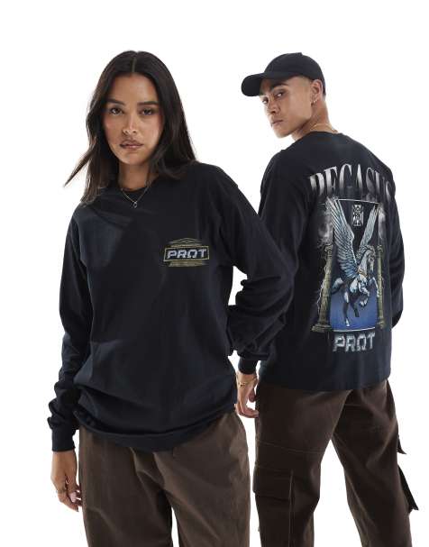 PRNT Pegasus long sleeve t-shirt in black