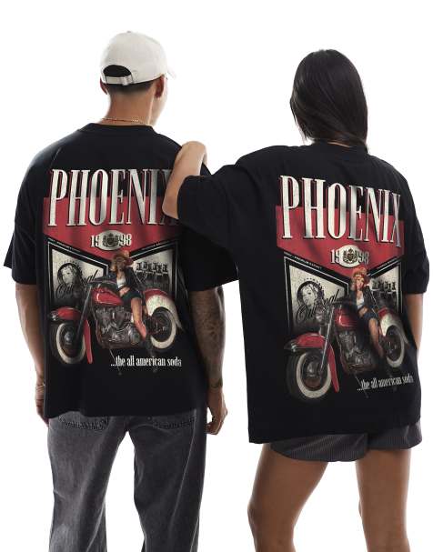 PRNT Phoenix motors front and back print oversized t-shirt in black - view 1