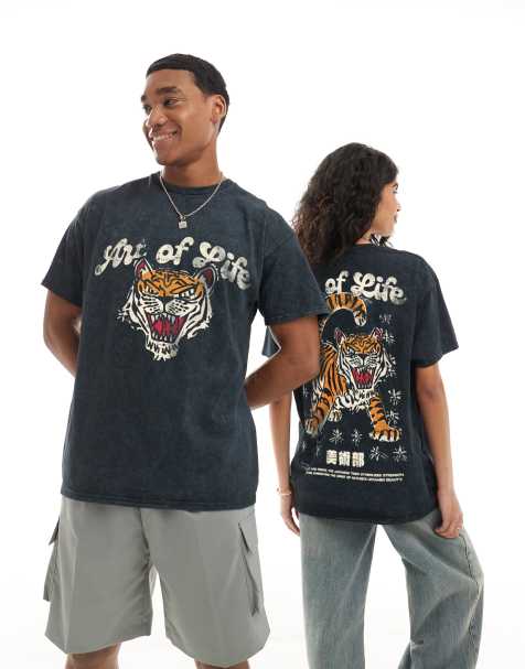 PRNT Prnt aol tiger t-shirt in snow wash in snow wash - view 1