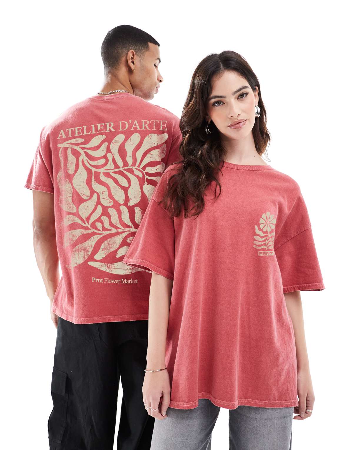 PRNT Prnt atelier d'arte t-shirt in red overdye in red overdye