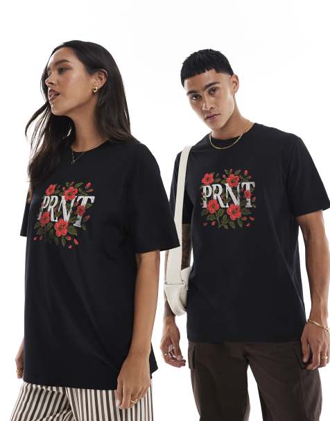 PRNT prnt floral stitch t-shirt in black - view 1
