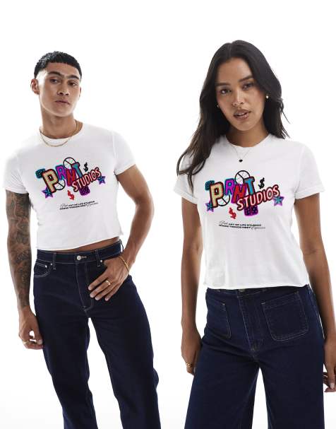 PRNT Prnt prnt art studios crop t-shirt in white in white - view 1