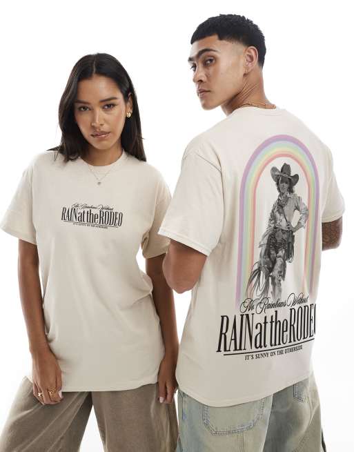 PRNT Prnt rodeo rainbow  t-shirt in sand in sand