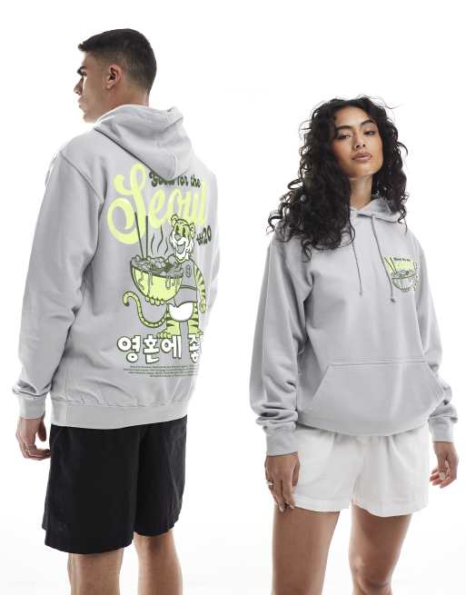 PRNT Prnt seoul tiger hoody in grey in grey