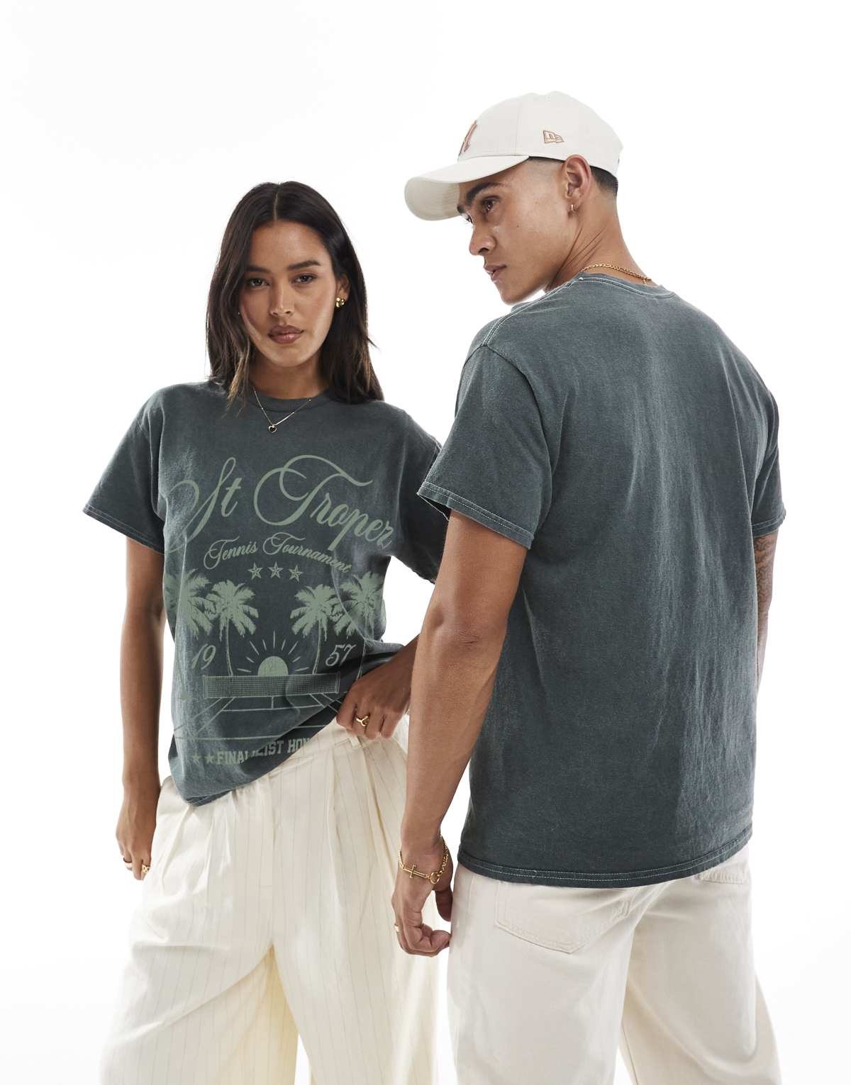 PRNT Prnt st tropez t-shirt in green overdye in green overdye