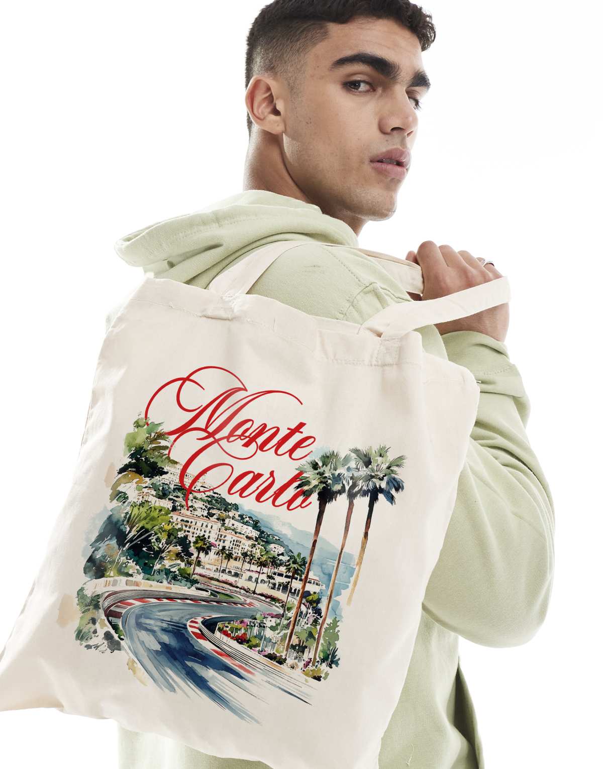 PRNT Race track tote bag in natural