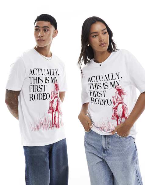 PRNT Rodeo scenic front print relaxed t-shirt in white - view 1