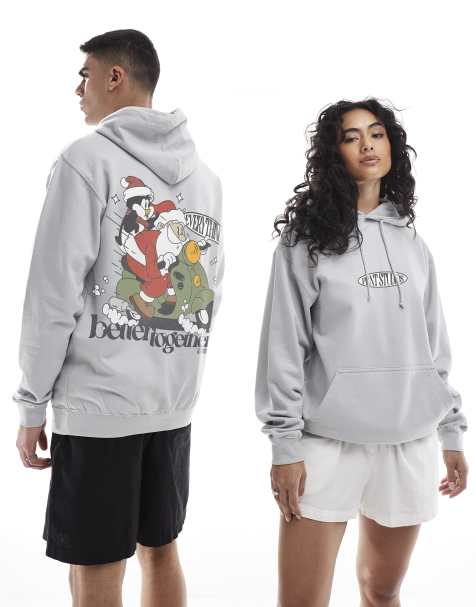 PRNT Santa christmas relaxed hoody in light grey - view 1