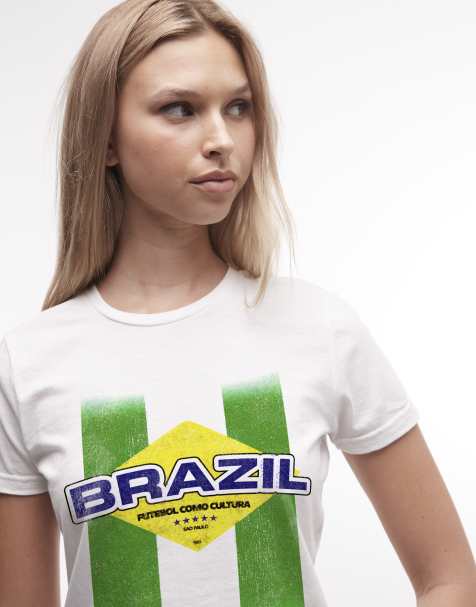 PRNT Sao paulo brazil football cropped t-shirt in white