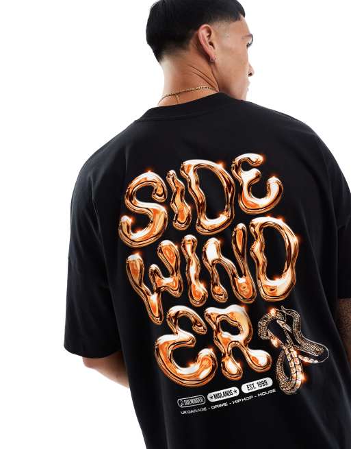 PRNT Sidewinder chrome front and back print oversized t-shirt in