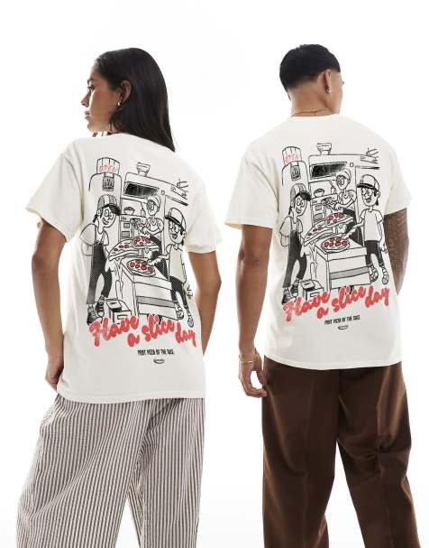 PRNT Slice day t-shirt in ecru overdye in ecru overdye 