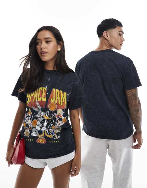 PRNT Space jam 1996 tune squad relaxed t-shirt in snow wash, 2 of 4