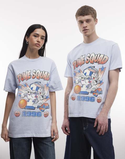 PRNT Space jam bugs bunny 1996 relaxed t-shirt in ice blue overdye - view 1