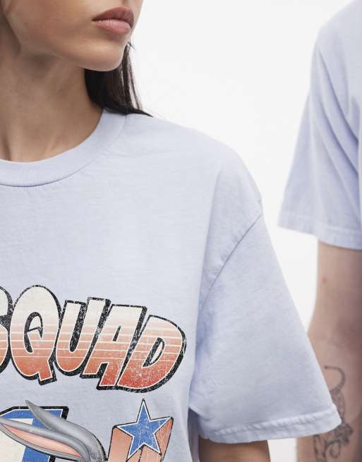 PRNT Space jam bugs bunny 1996 relaxed t-shirt in ice blue overdye, 3 of 4
