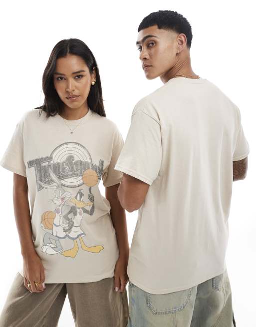 PRNT Space jam bugs bunny and daffy duck relaxed t-shirt in sand, 3 of 4