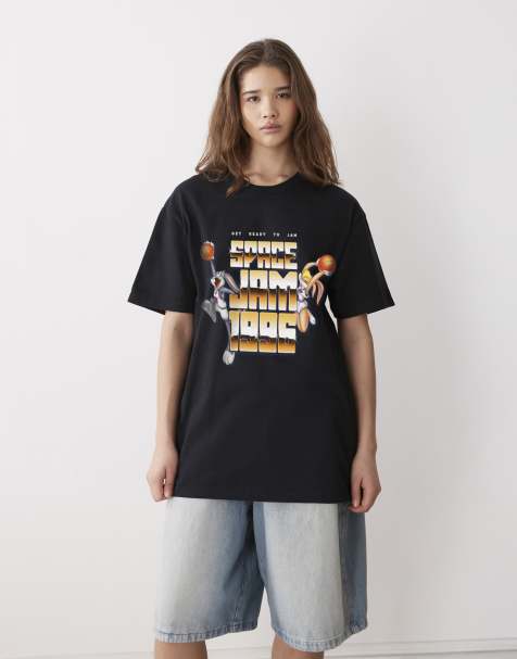 PRNT Space jam gold relaxed t-shirt in black - view 1