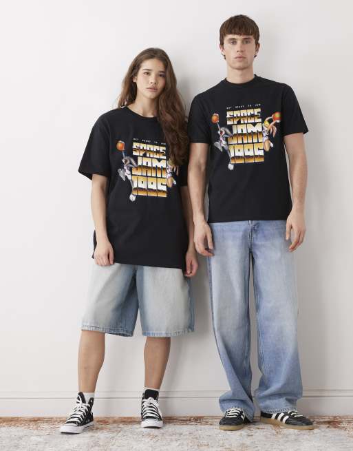 PRNT Space jam gold relaxed t-shirt in black, 3 of 4