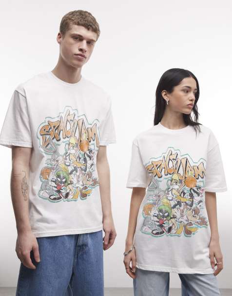 PRNT Space jam graffiti group  relaxed t-shirt in white - view 1