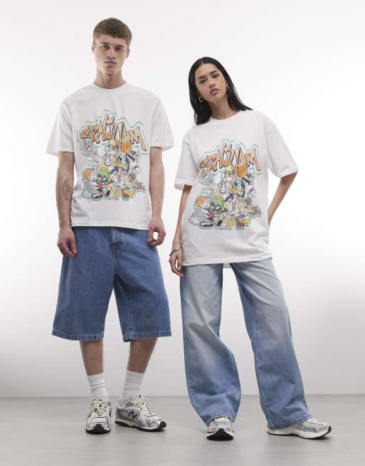 PRNT Space jam graffiti group  relaxed t-shirt in white, 2 of 4