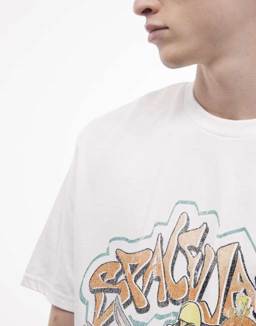 PRNT Space jam graffiti group  relaxed t-shirt in white, 3 of 4