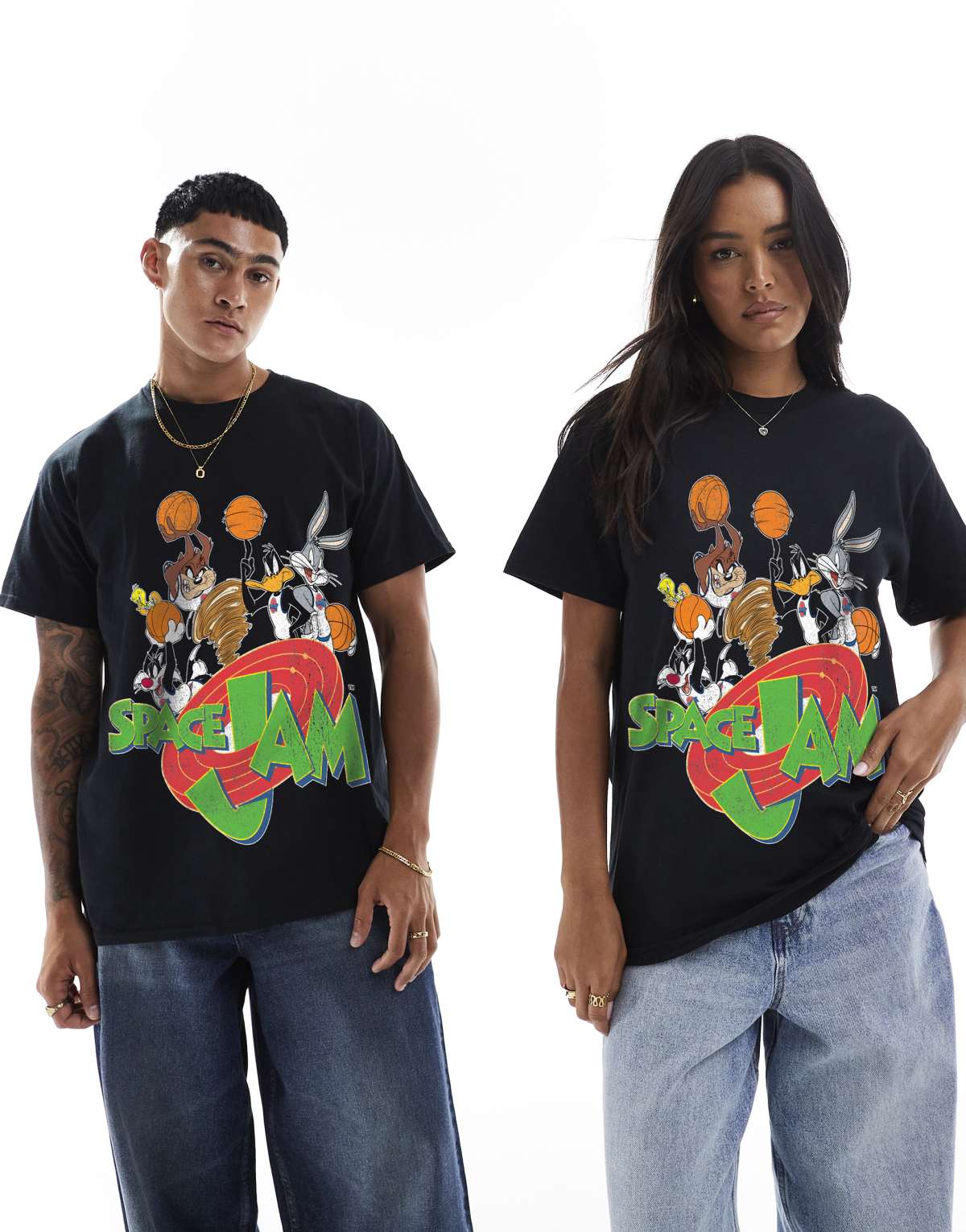 PRNT Space jam group t-shirt in white in black