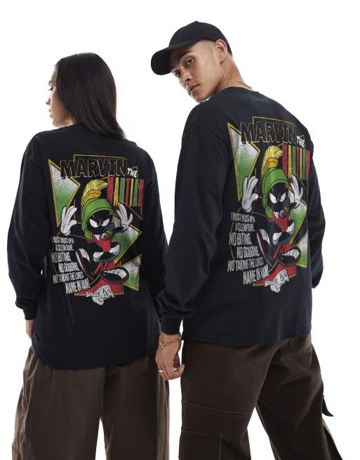 PRNT Space jam marvin relaxed long sleeve t-shirt in black, 2 of 4