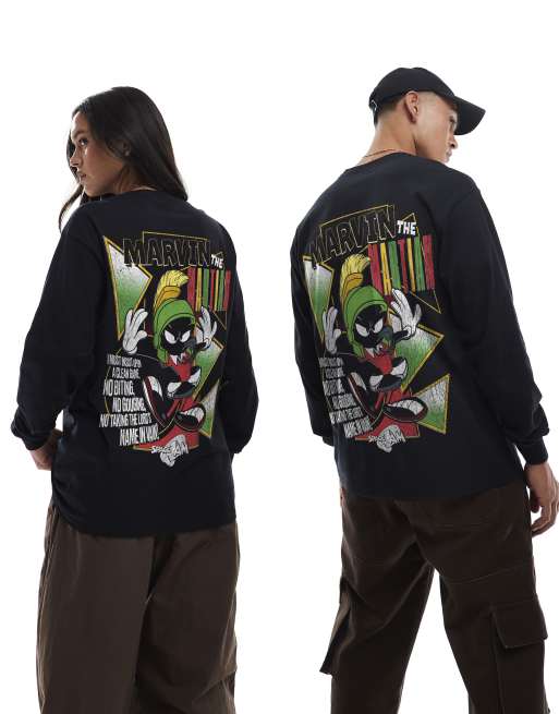 PRNT Space jam marvin relaxed long sleeve t-shirt in black, 4 of 4