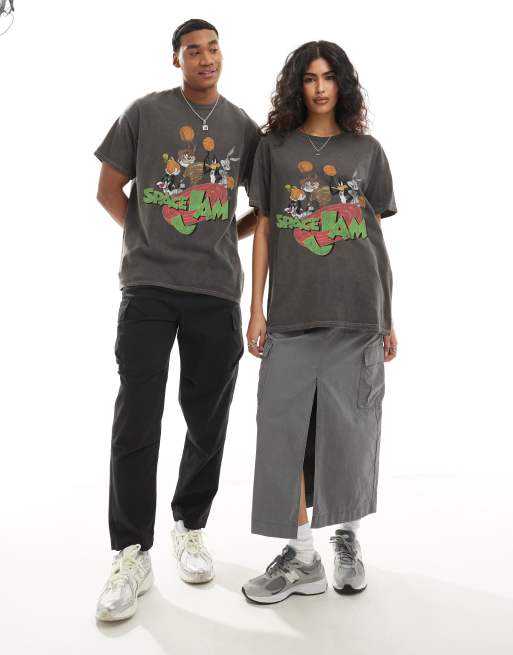 PRNT Space jam relaxed t-shirt in charcoal overdye, 2 of 4