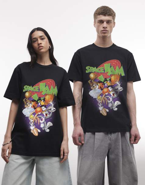 PRNT Space jam space relaxed t-shirt in black - view 1