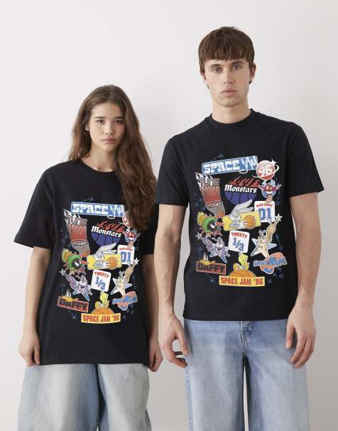 PRNT Space jam stickers relaxed t-shirt in black - view 1
