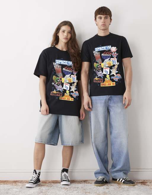 PRNT Space jam stickers relaxed t-shirt in black, 2 of 4