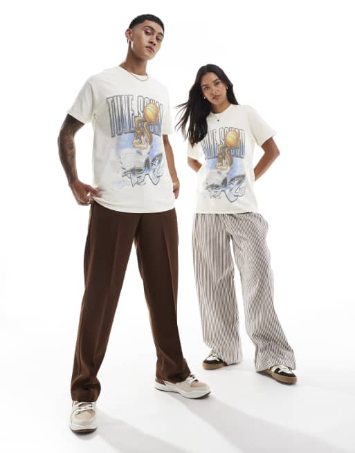 PRNT Space jam taz relaxed t-shirt in ecru overdye, 2 of 4