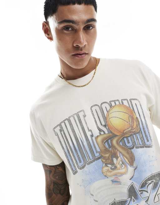 PRNT Space jam taz relaxed t-shirt in ecru overdye, 3 of 4
