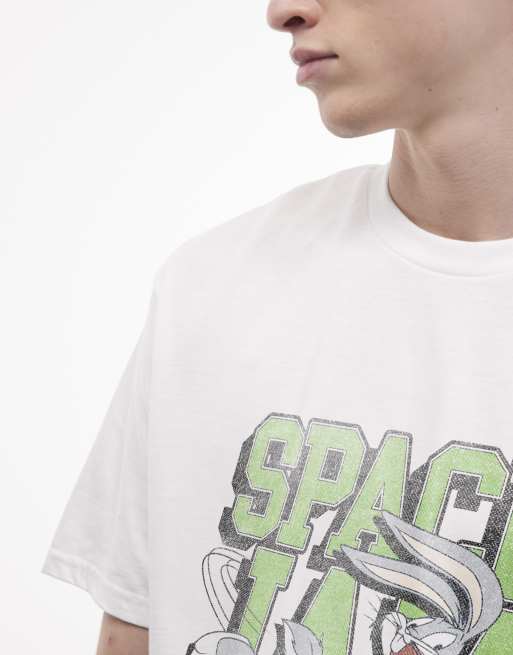 PRNT Space jam varsity relaxed t-shirt in white, 3 of 4