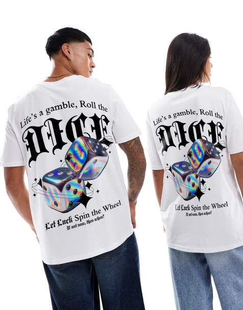 PRNT Spin the wheel front and back print relaxed t-shirt in white - view 1
