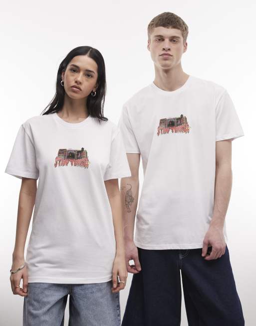 PRNT Stay tuned relaxed t-shirt in white, 2 of 4