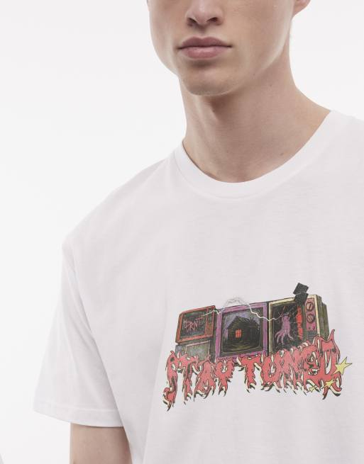 PRNT Stay tuned relaxed t-shirt in white, 3 of 4