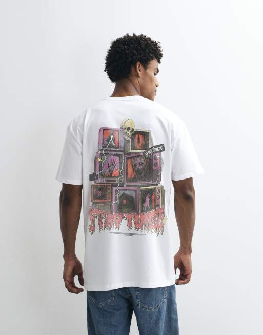PRNT Stay tuned relaxed t-shirt in white, 4 of 4