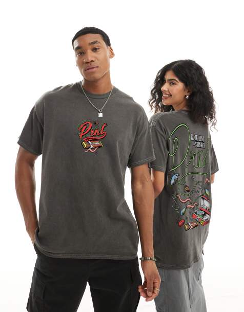 PRNT Stinker washed t-shirt in charcoal overdye