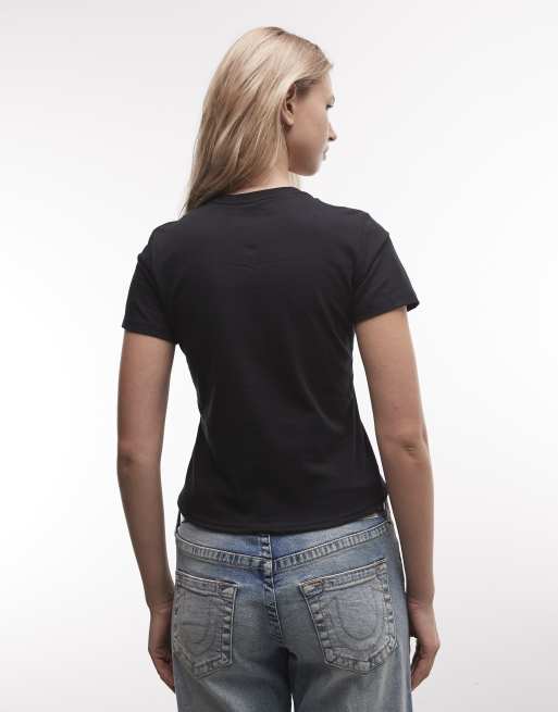 PRNT Take a chance cropped t-shirt in black, 4 of 4