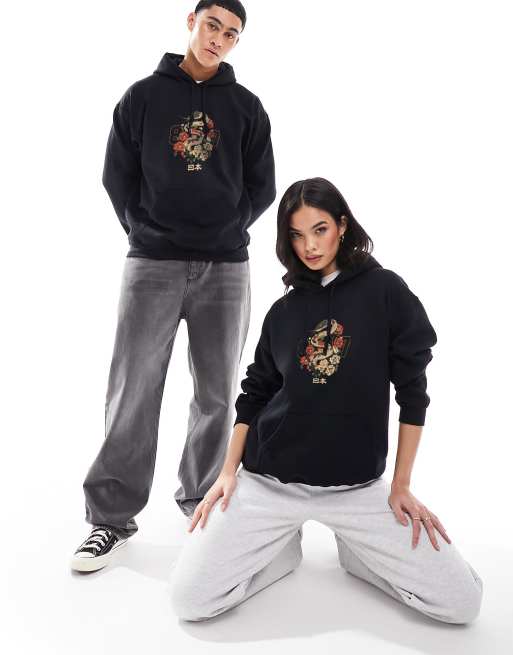 PRNT Tokyo 1987 front and back print classic hoodie in black , 3 of 4