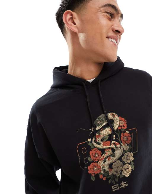 PRNT Tokyo 1987 front and back print classic hoodie in black , 4 of 4