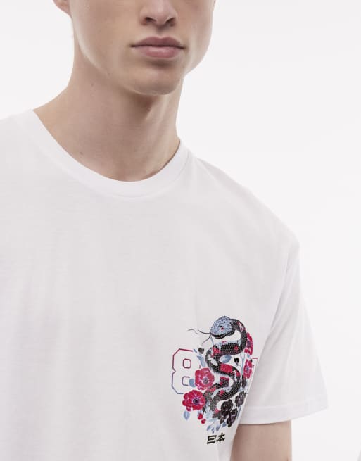 PRNT Tokyo snake relaxed t-shirt in white, 4 of 4